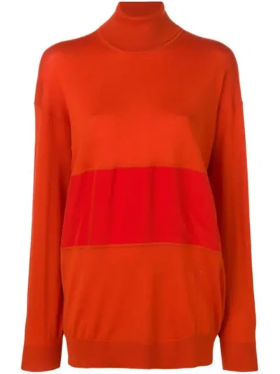 Chloé Turtle-neck Panelled Sweater In Red