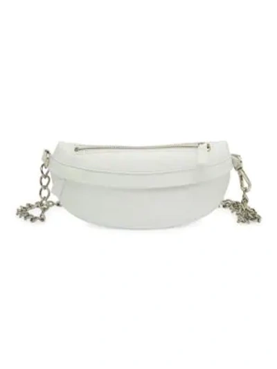 Avec La Troupe Women's Leather Chain Strap Belt Bag In White
