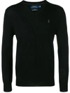 Polo Ralph Lauren V Neck Jumper In Black