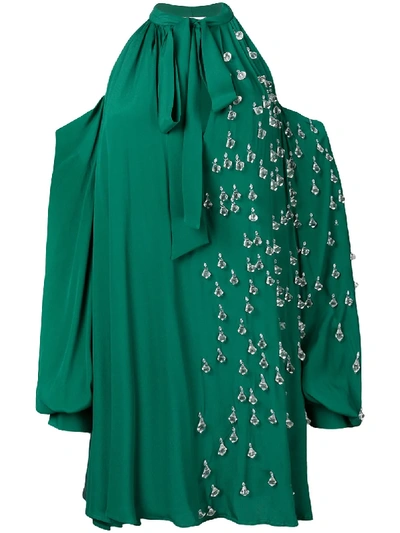 Au Jour Le Jour Embellished Cold-shoulder Dress - Green