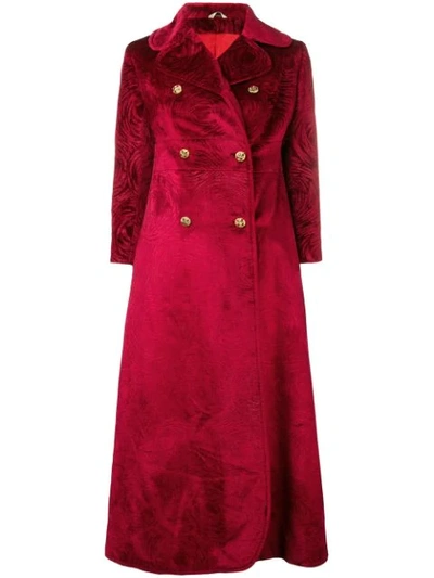 Pre-owned A.n.g.e.l.o. Vintage Cult 1960's Double-breasted Jacquard Coat In Red