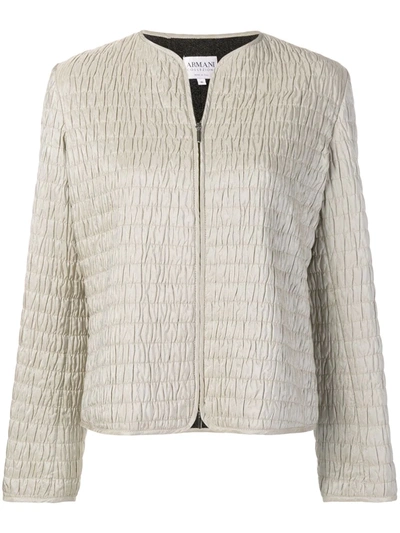 Pre-owned Giorgio Armani 1990's Textured Jacket In Neutrals