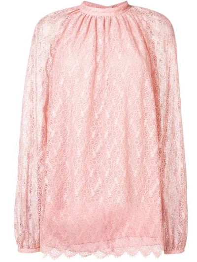 Giamba Lace Longsleeved Blouse In Pink