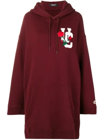 Undercover Embroidered Logo Hoodie Dress In Red