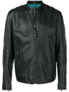 Hugo Boss Zipped Biker Jacket In Black