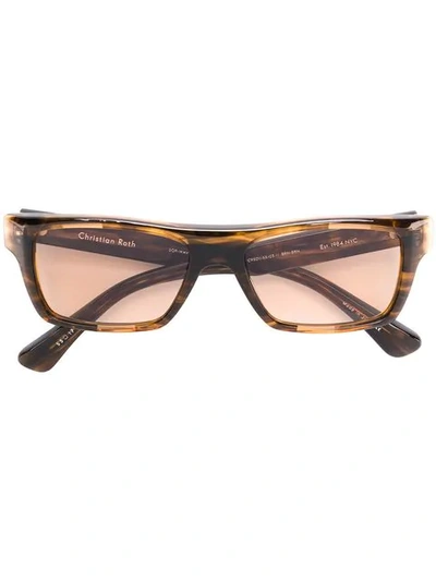 Christian Roth Rectangular Sunglasses In 棕色