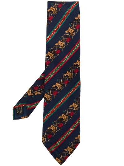 Gucci Vintage Diagonal Printed Tie - Blue