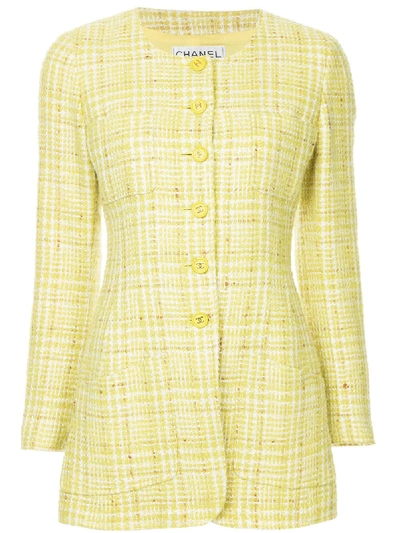 Pre-owned Chanel Vintage Long Sleeve Coat Jacket - Yellow