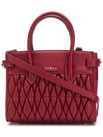 Furla Pin Quilted Tote In Red