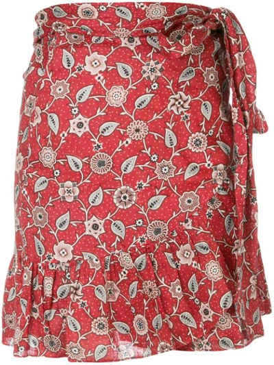 Isabel Marant Étoile Tempster Floral-print Cotton Wrap Skirt In Rust