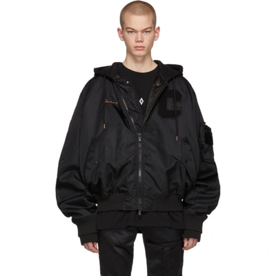 Marcelo Burlon County Of Milan Ali C. Hooded Bomber Jacket In Black Gold