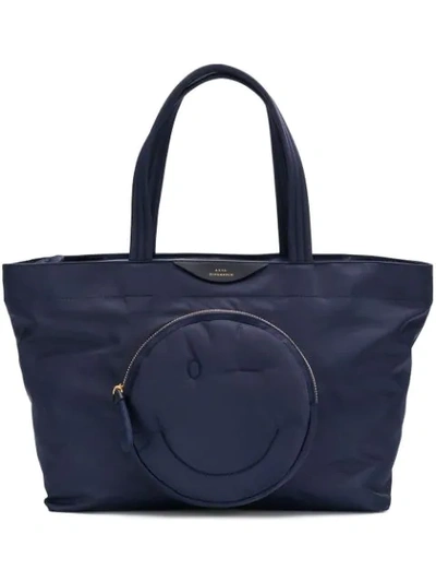 Anya Hindmarch Large Chubby Smiley Tote In Blue