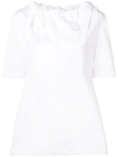 Marni Drawstring Neck Blouse In White