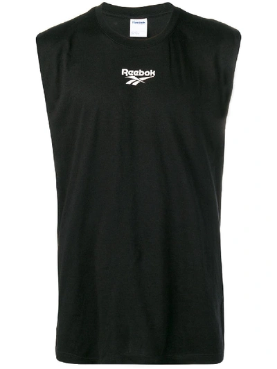 Reebok Logo Print Tank Top In Black