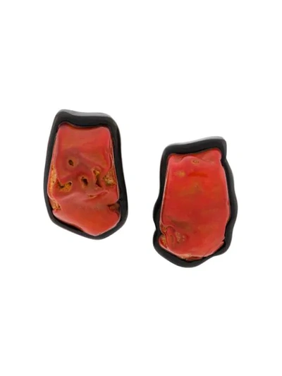 Monies Asymmetric Two-tone Earrings - Red