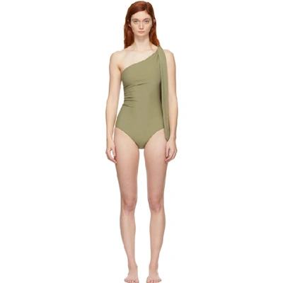 Lisa Marie Fernandez Green Arden Ruched Tie One-piece Swimsuit In Light Green