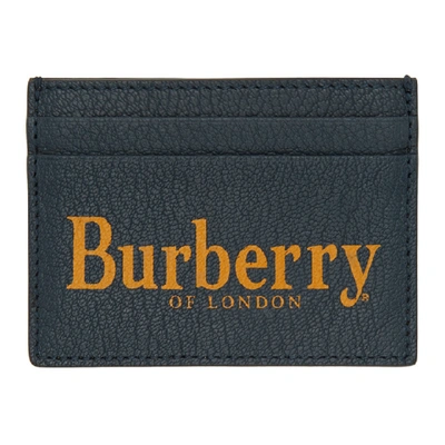 Burberry Printed Textured-leather Cardholder In Navy