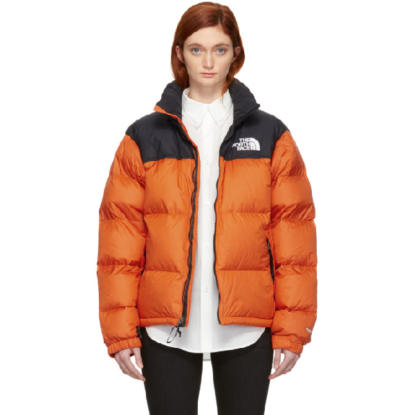 north face puffer jacket orange