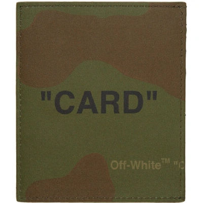 Off-white Camouflage-print Leather Card Holder In Green