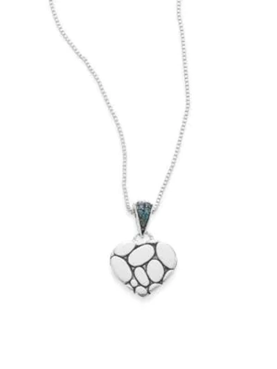 John Hardy Kali Blue Topaz & Sterling Silver Lava Heart Pendant Necklace