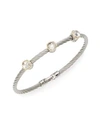 Alor Classique White Topaz, 18k Yellow Gold & Stainless Steel Bangle Bracelet In Silver