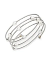 Alor Classique 1.6mm White Round Freshwater Pearl, 18k White Gold & Stainless Steel Bracelet In Silver