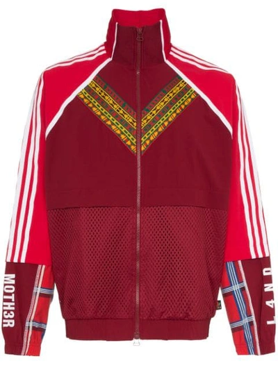Adidas Originals Adidas X Pharrell Afro Hu Joggingjacke Mit Kontratsstreifen - Rot In Red