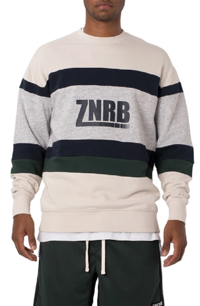 Zanerobe Transport Rugger Colorblock Stripe Sweatshirt In Shell