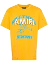 Amiri Logo Print Perforated Detail T-shirt In Yellow