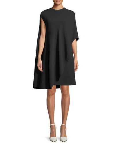 Calvin Klein 205w39nyc Asymmetric Flowy Silk-wool Cocktail Dress In Black