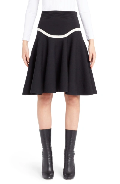 Alexander Mcqueen Graphic Stripe Knit Skirt In Black/ Ivory