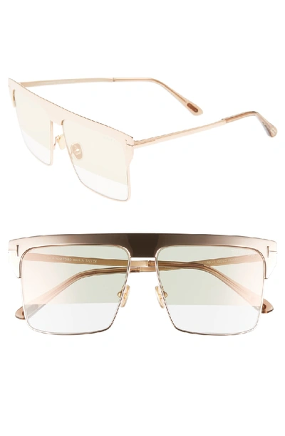 Tom Ford West 59mm Rectangular Sunglasses - Gold/ Champagne/ Rose Gold