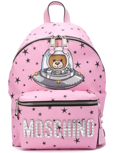 Moschino Space Teddy Backpack In Pink