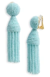 Oscar De La Renta 'classic Short' Tassel Drop Clip Earrings In Pistachio