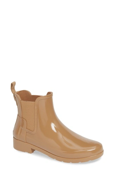 Hunter Original Refined Chelsea Waterproof Rain Boot In Tawny