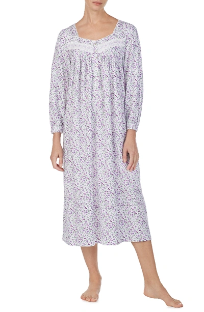 Eileen West Flannel Nightgown In Lilac Multi Ditsy