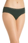 Natori Bliss Cotton Girl Briefs In Hunter Green