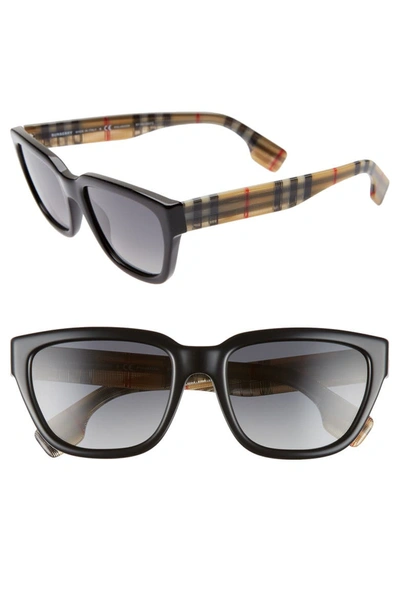 Burberry 54mm Polarized Gradient Square Sunglasses - Black/ Black Gradient