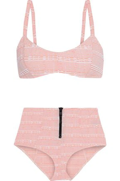 Lisa Marie Fernandez Woman Genevieve Striped Seersucker Bikini Coral