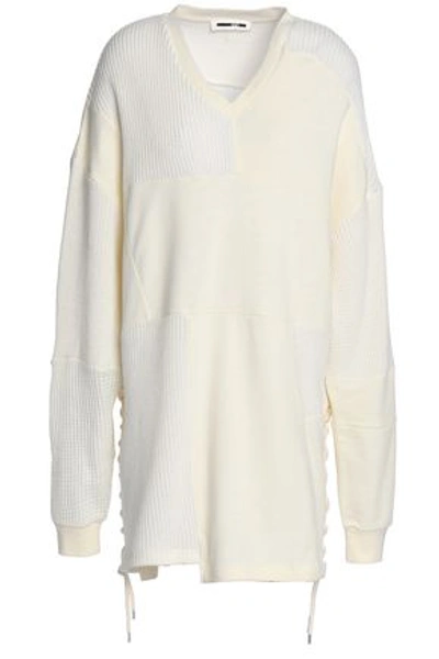 Mcq By Alexander Mcqueen Woman Rib-paneled French Cotton-terry Mini Dress Ivory