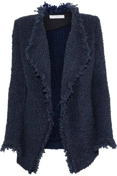 Iro Woman Campbell Frayed Bouclé-knit Jacket Navy