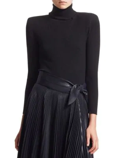 A.l.c Addison Ribbed Turtleneck Sweater In Black