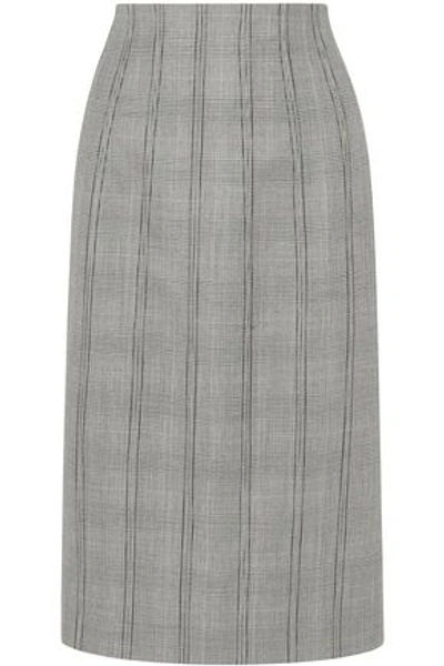 Thom Browne Woman Lace-up Prince Of Wales Checked Wool And Silk-blend Skirt Gray