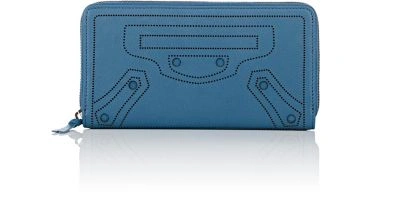 Balenciaga Blackout Continental Wallet In Blue | ModeSens