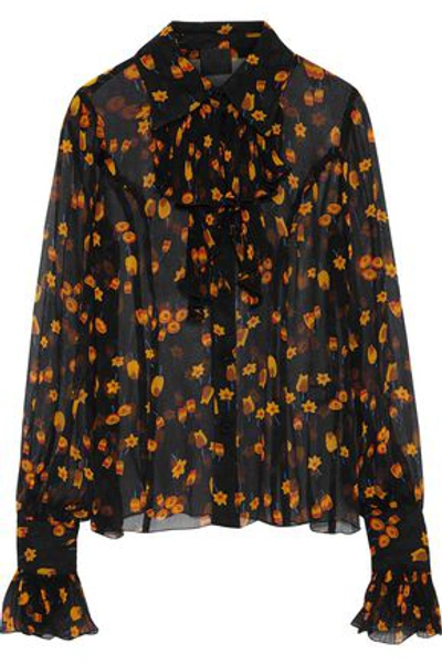 Anna Sui Woman Printed Silk-georgette Top Black