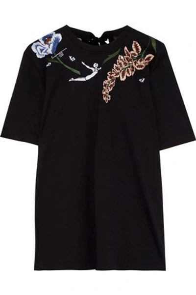 Markus Lupfer Woman Ali Embellished Cotton-jersey T-shirt Black