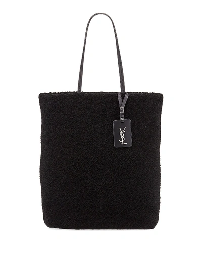 Saint Laurent Shearling Fur Shoulder Tote Bag In Black