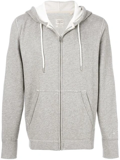 Rag & Bone Men's Standard Issue Zip-front Hoodie In Grey