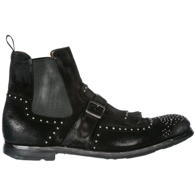 Church's Men's Suede Ankle Boots Shanghai In Black