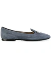 Tod's Women's Suede Ballet Flats Ballerinas Double T In Blue